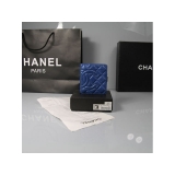 CHANEL シャネル ブルー ラムスキン カンボンライン 短財布 AN1053