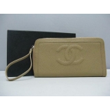 シャネル CHANEL キャビアスキンCCマーク財布 ベージュ 3667