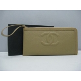 シャネル CHANEL キャビアスキンCCマーク財布 ベージュ 3666