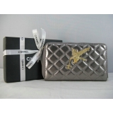 シャネル CHANELスーパーコピー ラムスキン 長財布 シルバーグレー A31...