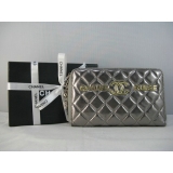 シャネル財布コピー CHANEL ラムスキン 長財布 シルバーグレー A313
