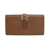 HERMES ベアンスフレ二つ折長財布 シェーブル/カフェ（金具：シルバー）