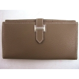 HERMES ベアンスフレ 二つ折り長財布 シェーブル/エトープ（金具：シルバー...