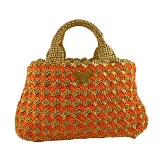 プラダ RAFFIA CROCHETかごバッグ NATURALE＋PAPAYA ...