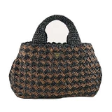 プラダ RAFFIA CROCHETかごバッグ NERO＋MORO pb477(BN2303)