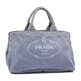 PRADA トートバッグ デニム キャンバス グレー B1872B5