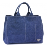 PRADA トートバッグ デニム キャンバス CANAPA ブルー VA0904