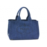 PRADA トートバッグ デニム キャンバス ブルー 紙袋付 B1877B8