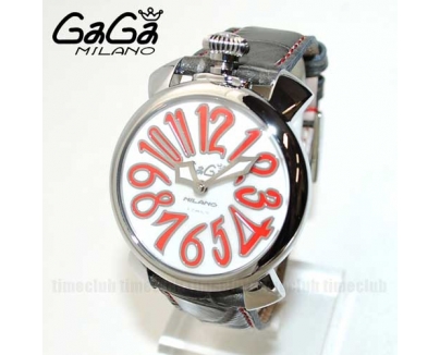 ガガミラノ 時計 スーパーコピー n級 マニュアーレ マヌアーレ 40mm ホワイト レザー/シルバー 5020.10