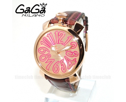 ガガミラノ 時計 スーパーコピー n級品 マニュアーレ マヌアーレ 40mm ブラウン レザー/ピンク/ピンクゴールド 5021.08