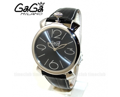 ガガミラノ 時計 スーパーコピー n級品 マニュアーレ シン マヌアーレ 46mm ブラック レザー/シルバー 5090.03
