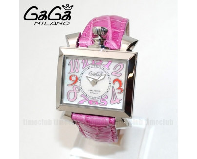 ガガミラノ 時計 スーパーコピー n級品 ナポレオーネ 40mm ピンク レザー/ホワイトシェル/シルバー 6030.6