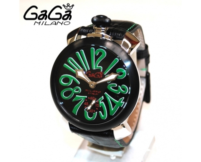 ガガミラノ 時計 スーパーコピー n級品 マニュアーレ マヌアーレ 48mm ブラックレザー/グリーン 5013.02S