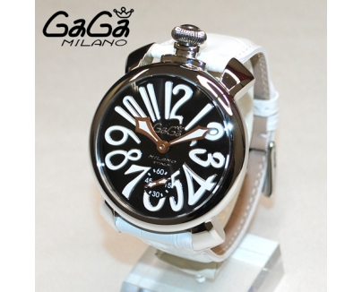 ガガミラノ 時計 スーパーコピー n級品 マニュアーレ マヌアーレ 48mm ホワイトレザー/シルバー/ブラック 5010.06S