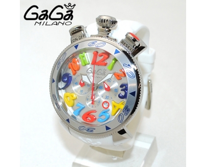 ガガミラノ 時計 スーパーコピー n級品 クロノ 48mm ホワイト ラバー/シルバー 60501 WH