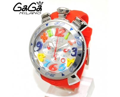 ガガミラノ 時計 スーパーコピー n級品 クロノ 48mm レッド ラバー/シルバー 60501 RD