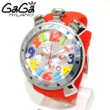 ガガミラノ 時計 スーパーコピー n級品 クロノ 48mm レッド ラバー/シル...