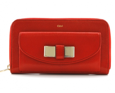 クロエ CHLOE リリィ カーフレザー 長財布 レッド【HOLLY BERRY】 3P050101551M
