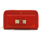 クロエ CHLOE リリィ カーフレザー 長財布 レッド【HOLLY BERRY...