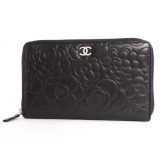シャネル スーパーコピー CHANEL カメリア ラムスキン 長財布 ブラック ...