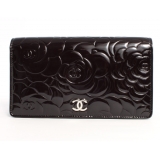 シャネル スーパーコピー CHANEL カメリア エナメル 長財布 ブラック＆シ...