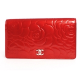 シャネル スーパーコピー CHANEL カメリア エナメル 長財布 ルージュレッ...