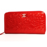 シャネル スーパーコピー CHANEL カメリア エナメル 長財布 ルージュレッ...