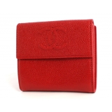シャネル スーパーコピー CHANEL キャビアスキン 二つ折財布 レッド A4...