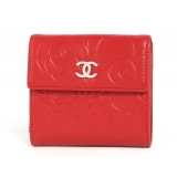 シャネル スーパーコピー CHANEL カメリア ラムスキン 二つ折財布 ルージ...