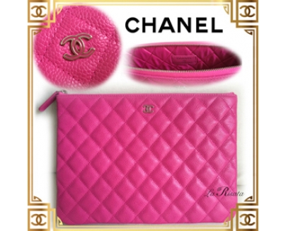 ◆2016 Chanel シャネルスーパーコピー◆超希少★ピンクキャビアクラッチ★