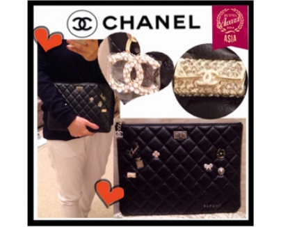 2016春夏新作　Chanel シャネルスーパーコピー　チャーム　エンブロイダリー　カーフスキン　クラッチポーチ