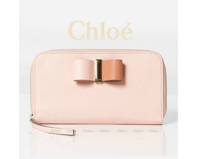 2015SS CHLOE クロエスーパーコピー新作 ∞∞Chloe∞∞ Leather Bowラウンドジップ長財布☆
