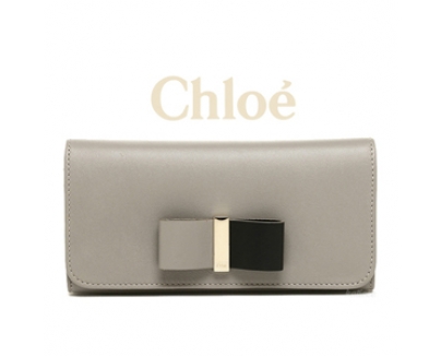 CHLOE(クロエスーパーコピー)ラムスキン リボンモチーフ 二つ折り長財布