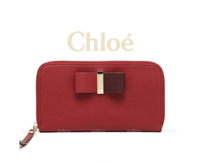 新作 ∞∞Chloe∞∞クロエスーパーコピー Leather Bowラウンドジップ長財布☆