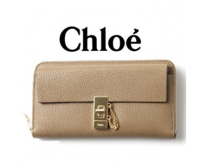 クロエスーパーコピー　ドリュー　レザー ラウンドファスナー長財布[小銭入れ付き]　CHESTNUT CREAM