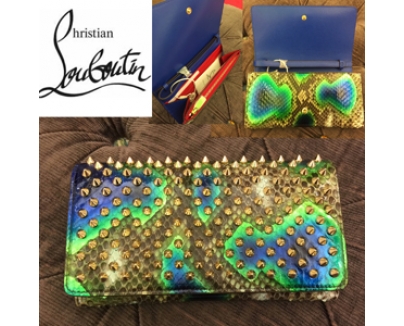 ★希少★【クリスチャンルブタン財布スーパーコピー】Macaron Flap Python (Electric / Gold)