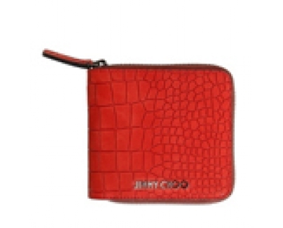 ジミーチュウ財布スーパーコピー 【新作 Jimmy Choo】クロコ加工 二つ折りラウンドジップ財布♪赤 jimmychoo39