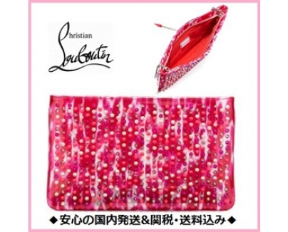 国内発・送料込◆新作クリスチャンルブタンバッグスーパーコピーGlitter スタッズ クラッチ