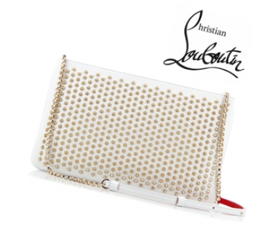【Christian Louboutin】クリスチャンルブタンバッグスーパーコピー LOUBIPOSH SPIKES CLUTCH White