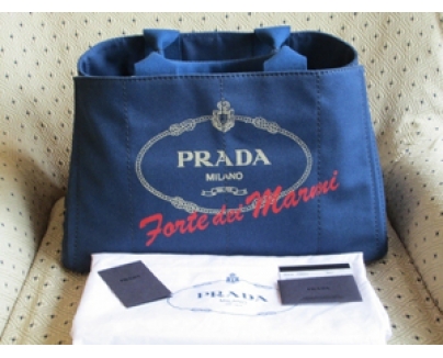 PRADAネイビー♪カナパトートバッグＬ♪白ロゴ FORTE DEI MARMI B1872F