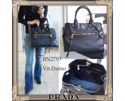 PRADA★上質VITDAINO素材★2Wayトートバッグ★Nero BN2793