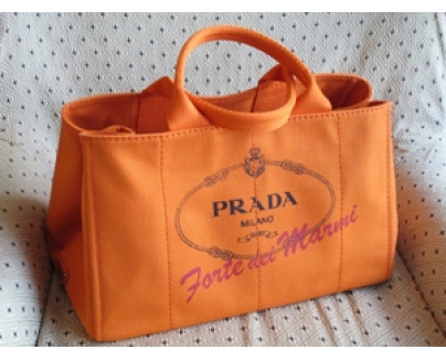 PRADAオレンジ♪カナパトートバッグＬ♪黒ロゴ FORTE DEI MARMI B1872F