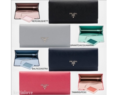 新作！PRADA SAFFIANO バイカラーカードホルダー付長財布 1MH132
