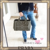 国内即納PRADA★2Wayビジュースタッズ★ Canapaトート★Milita...