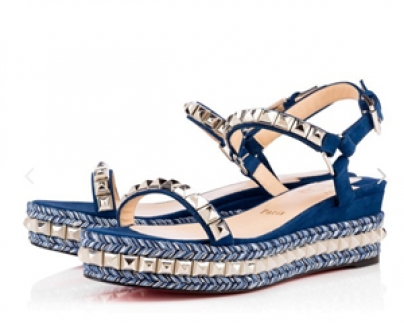 2016新作ルブタン 靴 コピー Christian Louboutin ☆大人気サンダルCataclou☆スウェードブルー 1160078U107