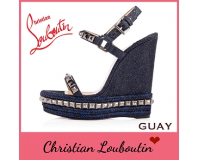 2016新色 人気★ルブタン 靴 コピー★ Christian Louboutin Cataclou 140 mmサンダル★ NAVY/DK GUN