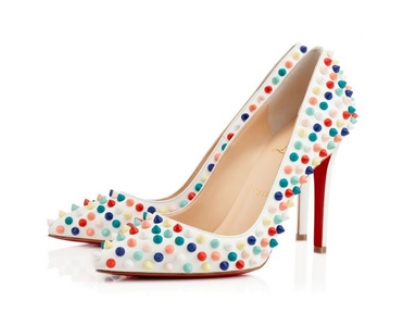 2016新色 完売 Christian Louboutin ルブタン 靴 コピー Pigalle Spikes 100 ホワイトパンプス