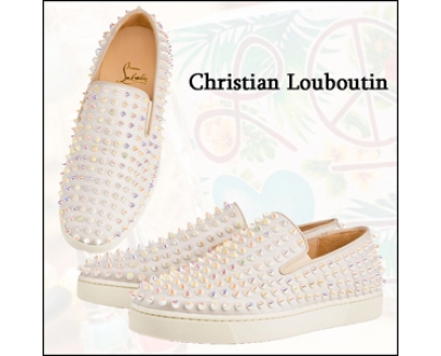 2016新作 ルブタン 靴 コピー☆Christian Louboutin Roller Boat スパイク スリッポン カーフ 1160745W061