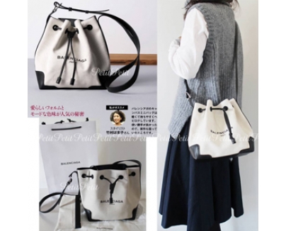 2016新作 バイカラー!バレンシアガスーパーコピー Balenciaga キャンバス地バケットバッグ