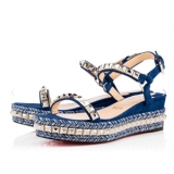 2016新作ルブタン 靴 コピー Christian Louboutin ☆大人気サンダルCataclou☆スウェードブルー 1160078U107